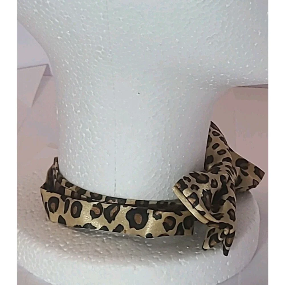 UNISEX ADULT LEOPARD CHEETAH ANIMAL PRINT ADJUSTABLE FABRIC STRAP BOW TIE